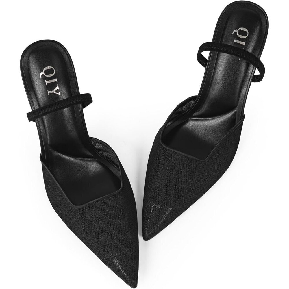 Mesh Heels for Women Pumps Closed Pointed Toe High Heels Stiletto Dress Shoes - Picture 5 of 9